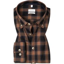 Seidensticker Hemd 151072/27 Regular Fit, Baumwolle, Braun kariert, Braun