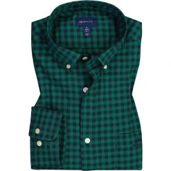 Gant Hemd 3011230/373 Regular Fit, Twill, Dunkelgrün kariert, Dunkelgrün