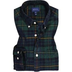 Gant Hemd 3016470/374 Baumwolle, Dunkelgrün-blau kariert, Dunkelgrün