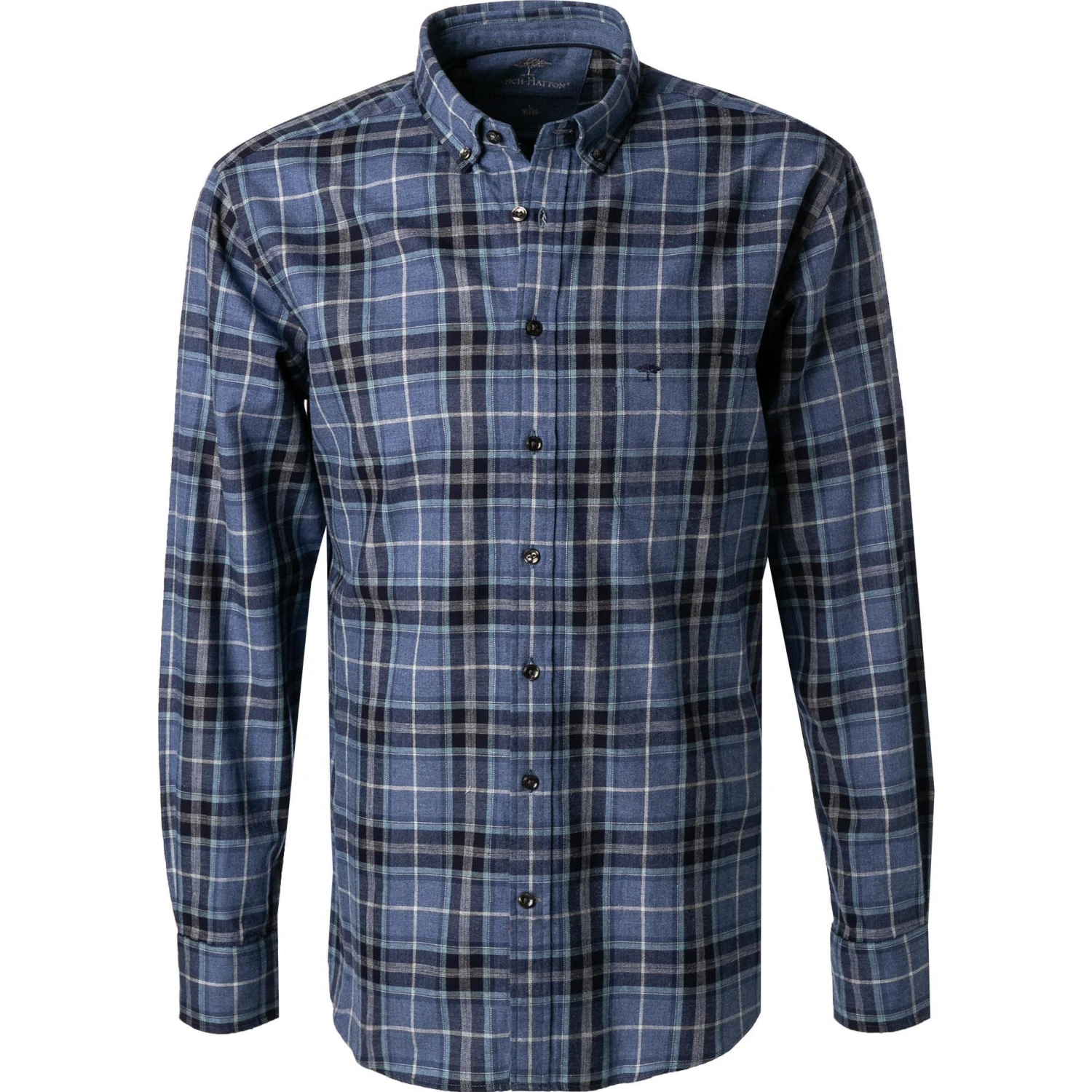 Fynch-Hatton Hemd 1221 6040/6040 Flanell, Blau kariert, Blau 1 Fynch-Hatton Hemd 1221 6040/6040 Flanell, Blau kariert, Blau