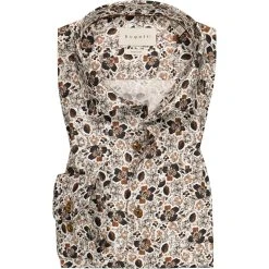 bugatti Hemd 9150/88841/660 Modern Fit, Baumwolle, Braun-weiß gemustert, Braun-weiß