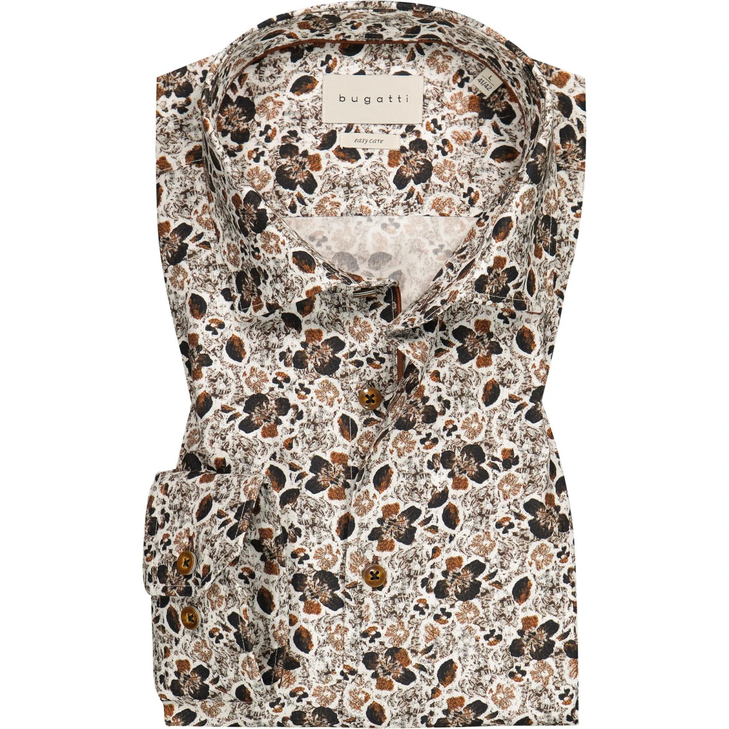 bugatti Hemd 9150/88841/660 Modern Fit, Baumwolle, Braun-weiß gemustert, Braun-weiß 1 bugatti Hemd 9150/88841/660 Modern Fit, Baumwolle, Braun-weiß gemustert, Braun-weiß