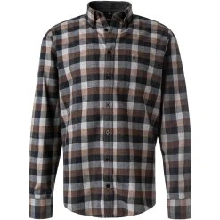 CasaModa Hemd 413716600/750 Casual Fit, Baumwolle, Anthrazit-braun kariert, Anthrazit