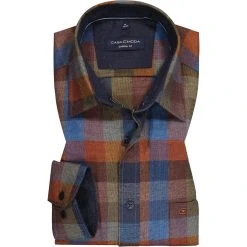 CasaModa Hemd 413715900/450 Casual Fit, Baumwolle, Dunkelorange-blau kariert, Dunkelorange