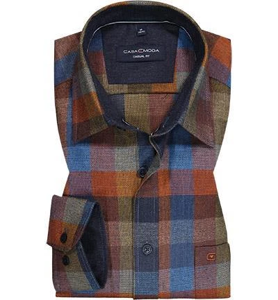 CasaModa Hemd 413715900/450 Casual Fit, Baumwolle, Dunkelorange-blau kariert, Dunkelorange 2 CasaModa Hemd 413715900/450 Casual Fit, Baumwolle, Dunkelorange-blau kariert, Dunkelorange – Bild 2