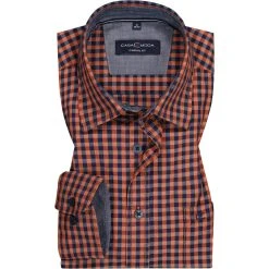 CasaModa Hemd 413717500/451 Casual Fit, Baumwolle, Orangebraun-blau kariert , Orange
