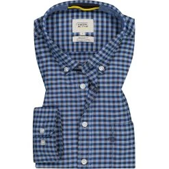 camel active Hemd 409111/6S11/47 Regular Fit, Baumwolle, Blau kariert, Dunkelblau