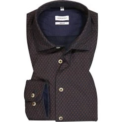 Seidensticker Hemd 151060/27 Regular Fit, Baumwolle, Braun-nachtblau gemustert, Braun