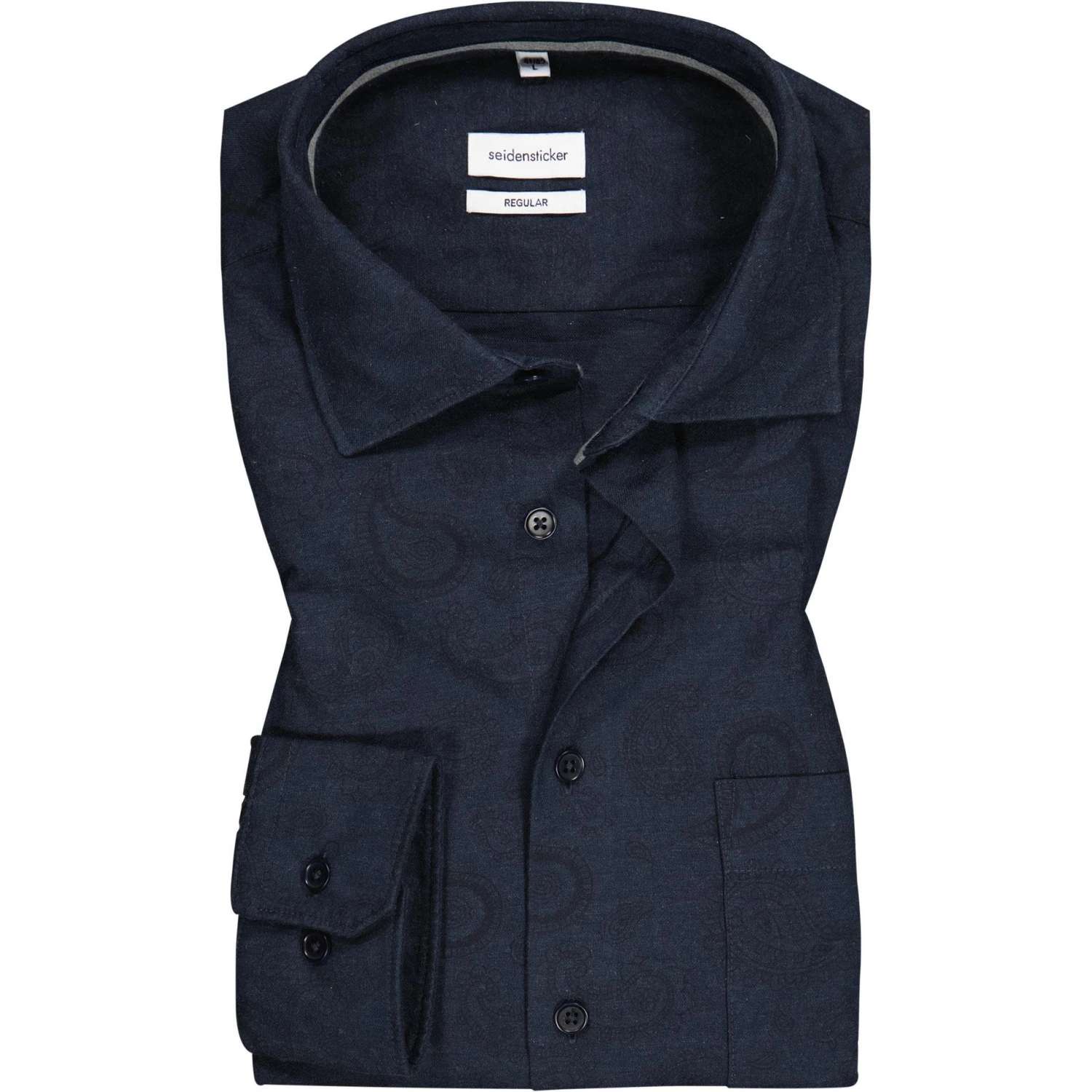 Seidensticker Hemd 150970/19 Regular Fit, Baumwolle, Dunkelblau gemustert, Dunkelblau 1 Seidensticker Hemd 150970/19 Regular Fit, Baumwolle, Dunkelblau gemustert, Dunkelblau