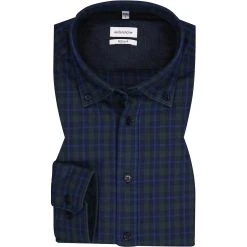 Seidensticker Hemd 150822/79 Regular Fit, Baumwolle, Dunkelgrün-kobalt kariert, Dunkelgrün-kobalt