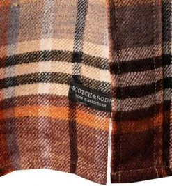 Scotch & Soda Hemd 163337/0217 Regular Fit, Reines Leinen, Beige-dunkelrot kariert, Beige-dunkelrot -hemdenverkauf 381305 norm3