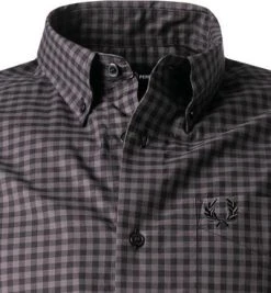 Fred Perry Hemd M9500/G85 Baumwolle, Stahlgrau kariert, Stahlgrau -hemdenverkauf 381402 norm2
