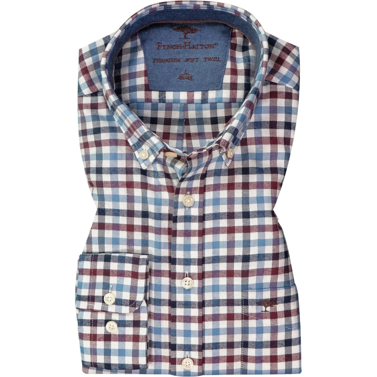 Fynch-Hatton Hemd 1221 8140/8144 Baumwolle, Blau-rot kariert, Blau-dunkelrot-weiß 1 Fynch-Hatton Hemd 1221 8140/8144 Baumwolle, Blau-rot kariert, Blau-dunkelrot-weiß