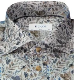 ETON Hemd 1000/02637/15 Slim Fit, Baumwolle, Beige-blau gemustert, Multicolor -hemdenverkauf 381462 norm2
