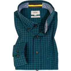 camel active Hemd 409112/6S02/95 Regular Fit, Baumwolle, Petrol kariert, Petrol