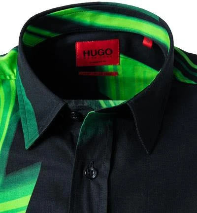 HUGO Hemd Emero 50463139/325 Straight Fit, Baumwolle, Grün-schwarz gemustert, Grün-schwarz 4 HUGO Hemd Emero 50463139/325 Straight Fit, Baumwolle, Grün-schwarz gemustert, Grün-schwarz – Bild 4