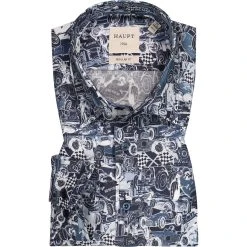 Haupt Hemd 715201059213/40708 Regular Fit, Baumwolle, Blau gemustert, Blau