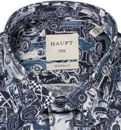 Haupt Hemd 715201049213/40708 Modern Fit, Baumwolle, Blau gemustert, Blau -hemdenverkauf 381639 norm2