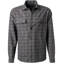 ETON Overshirt 1000/02369/29 Wolle-Kaschmir, Grau-marine kariert, Dunkelblau-grau