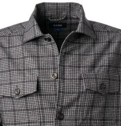 ETON Overshirt 1000/02369/29 Wolle-Kaschmir, Grau-marine kariert, Dunkelblau-grau -hemdenverkauf 381817 norm2