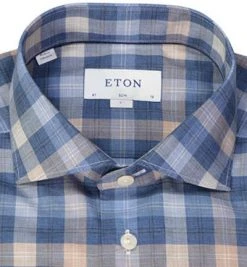 ETON Hemd 1000/03181/25 Slim Fit, Baumwolle, Blau-beige kariert , Blau-beige -hemdenverkauf 381818 norm2