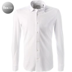 BOGGI MILANO Hemd BO21A0495/01 Piqué schnelltrocknend, Weiß