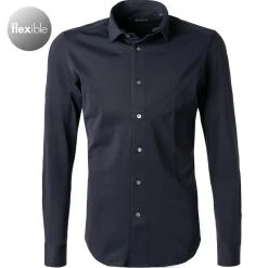 BOGGI MILANO Hemd BO21A0495/02 Piqué schnelltrocknend, Navy