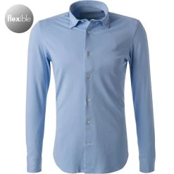 BOGGI MILANO Hemd BO21A0499/01 Piqué atmungsaktiv, Hellblau