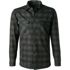 BOGGI MILANO Overshirt BO21A0332/01 Baumwolle, Dunkelgrün kariert, Dunkelgrün