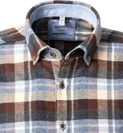 Haupt Hemd 715111159074/30805 Regular Fit, Flanell, Bleu-rost kariert, Braun-beige-blau -hemdenverkauf 382179 norm2