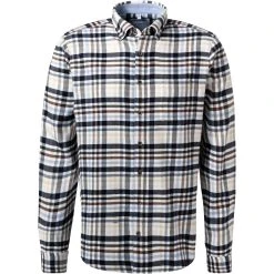Haupt Hemd 715111149075/30708 Modern Fit, Flanell, Blau-braun kariert, Navy-creme