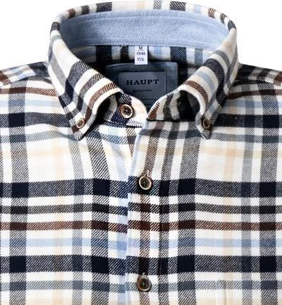 Haupt Hemd 715111149075/30708 Modern Fit, Flanell, Blau-braun kariert, Navy-creme 3 Haupt Hemd 715111149075/30708 Modern Fit, Flanell, Blau-braun kariert, Navy-creme – Bild 3