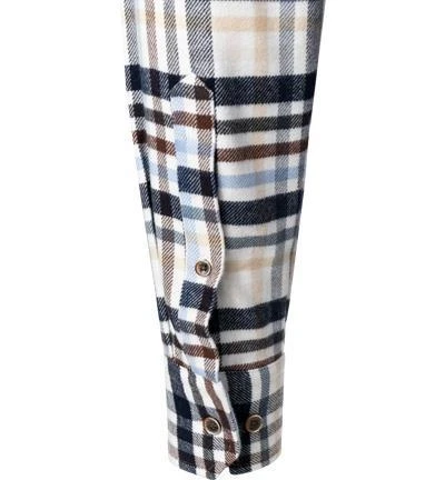 Haupt Hemd 715111149075/30708 Modern Fit, Flanell, Blau-braun kariert, Navy-creme 4 Haupt Hemd 715111149075/30708 Modern Fit, Flanell, Blau-braun kariert, Navy-creme – Bild 4