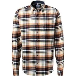 Haupt Hemd 715111159072/30307 Regular Fit, Flanell, Braun-beige, Braun-beige-grün