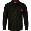 HUGO Overshirt Ederico 50463143/001 Baumwoll-Stretch schwarz, Schwarz
