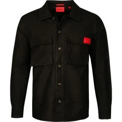 HUGO Overshirt Ederico 50463143/001 Baumwoll-Stretch schwarz, Schwarz