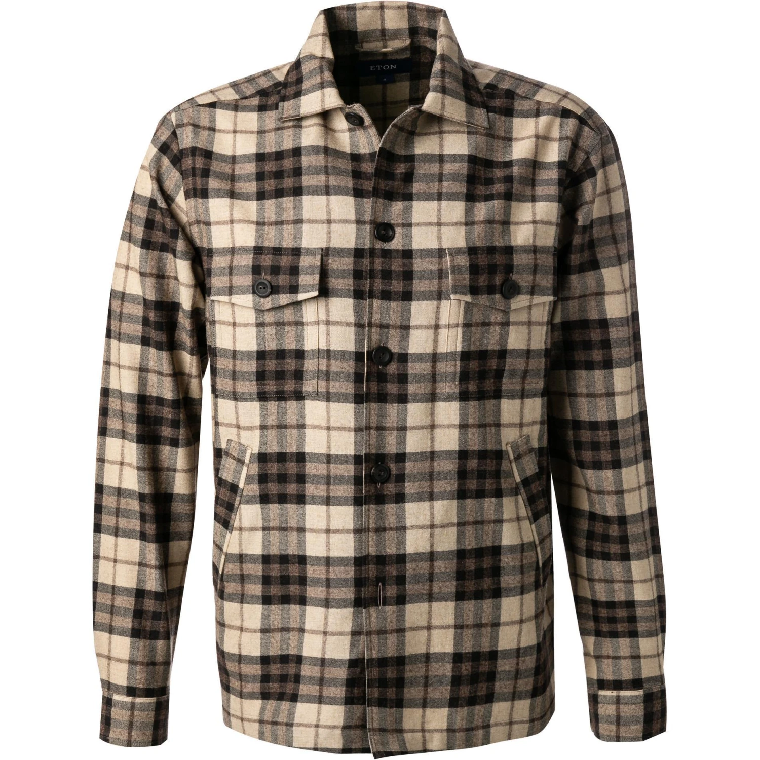 ETON Overshirt 1000/02368/ Wolle-Kaschmir, Braun kariert, Braun 1 ETON Overshirt 1000/02368/ Wolle-Kaschmir, Braun kariert, Braun