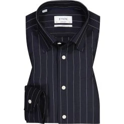ETON Hemd 1000/02605/29 Contemporary Fit, Merinowolle, Nachtblau gestreift, Nachtblau