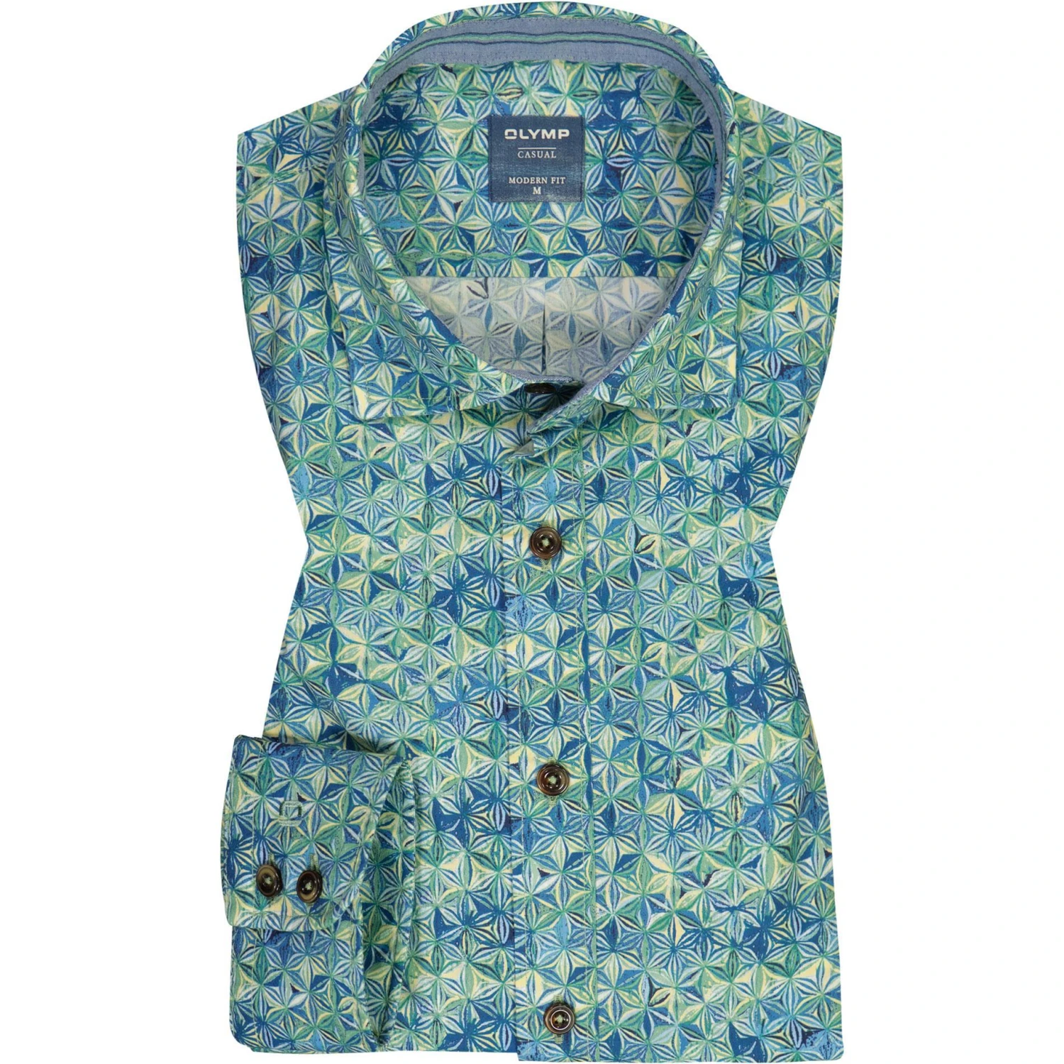 OLYMP Casual Modern Fit 4070/14/45 Hemd, Baumwolle, Grün gemustert, Grün 1 OLYMP Casual Modern Fit 4070/14/45 Hemd, Baumwolle, Grün gemustert, Grün