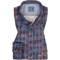 OLYMP Casual Modern Fit 4012/14/34 Hemd, Baumwolle, Blau-rost gemustert , Rost