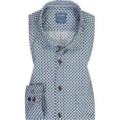 OLYMP Casual Modern Fit 4082/14/47 Hemd, Baumwolle, Blau gemustert, Oliv