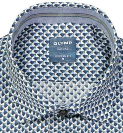 OLYMP Casual Modern Fit 4082/14/47 Hemd, Baumwolle, Blau gemustert, Oliv -hemdenverkauf 382856 norm2