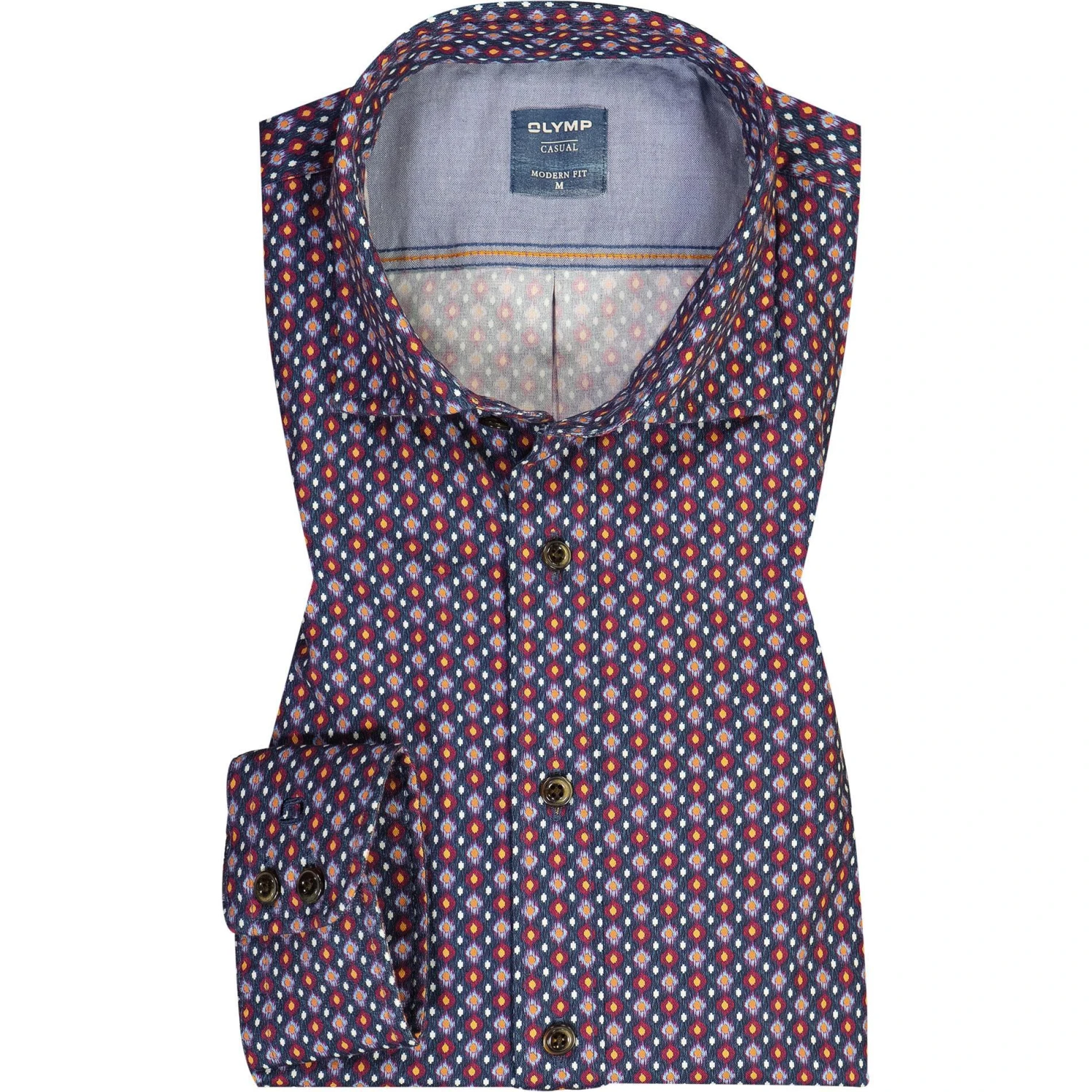 OLYMP Casual Modern Fit 4008/14/35 Hemd, Baumwolle, Blau-rot gemustert, Rot 1 OLYMP Casual Modern Fit 4008/14/35 Hemd, Baumwolle, Blau-rot gemustert, Rot