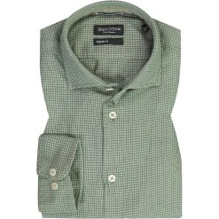 Marc O'Polo Hemd 220 7204 42168/H46 Shaped Fit, Bio Baumwolle, Grün kariert, Grün