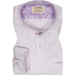 FIL NOIR Hemd Santino 51614/54 Shaped Fit, Baumwolle CO2-Neutral, Helllila gestreift, Helllila