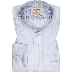 FIL NOIR Hemd Santino 51614/62 Shaped Fit, Baumwolle CO2-Neutral, Hellblau gestreift, Hellblau