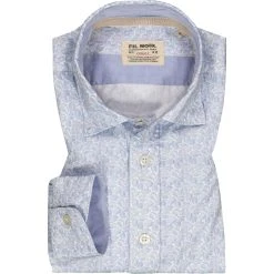 FIL NOIR Hemd Treviso 51619/62 Shaped Fit, Baumwolle CO2-Neutral, Hellblau gemustert, Hellblau