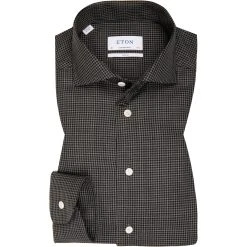 ETON Hemd 1000/02527/15 Contemporary Fit, Merinowolle, Graphit-schwarz, Grau