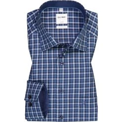 OLYMP Luxor Comfort Fit 1040/14/18 Hemd, Baumwolle, Blau kariert, Marine