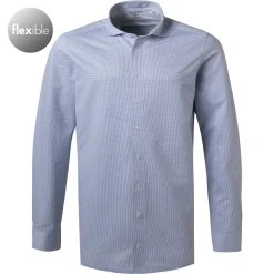 OLYMP Luxor Modern Fit 69EL 1210/19/13 Hemd, Jersey geruchshemmend, Extra langer Arm, Rauchblau gemustert, Rauchblau